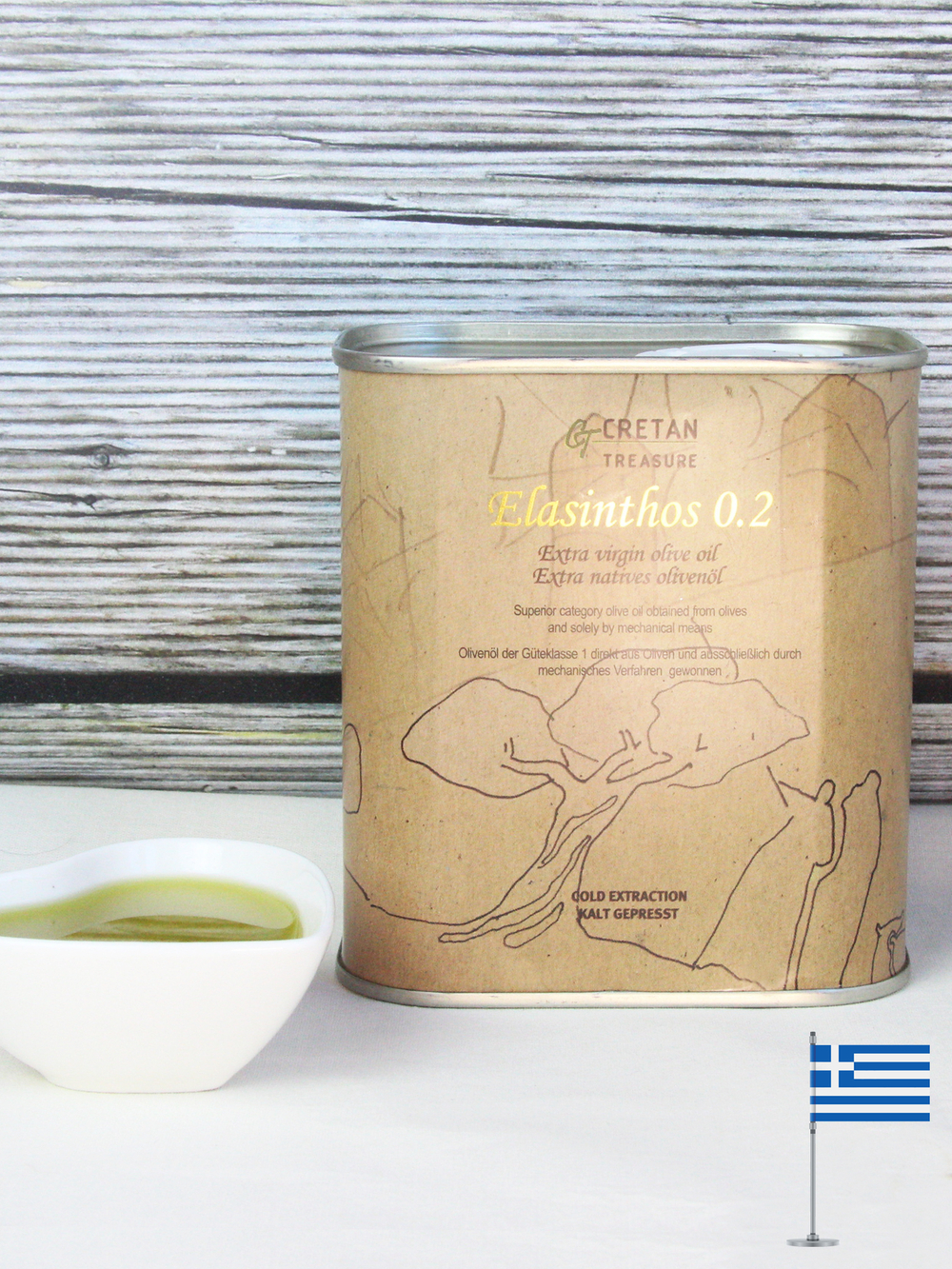 Масло оливковое нерафинированное Extra Virgin Cretan Treasure Elasinthos 0,5 л., 0,2%, банка