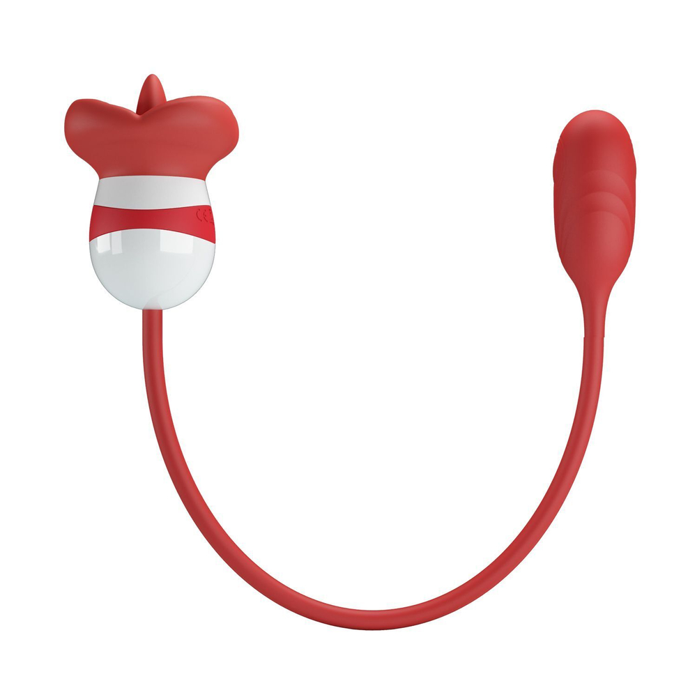 Красное виброяйцо с клиторальным стимулятором Aliyah (Цвет: красный)