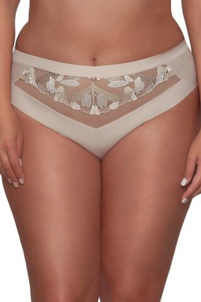 Трусики-бразилиана с вышивкой Masumi (Размер: XXL) (Цвет: телесный)
