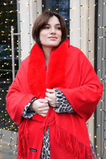 Палантин с мехом красный