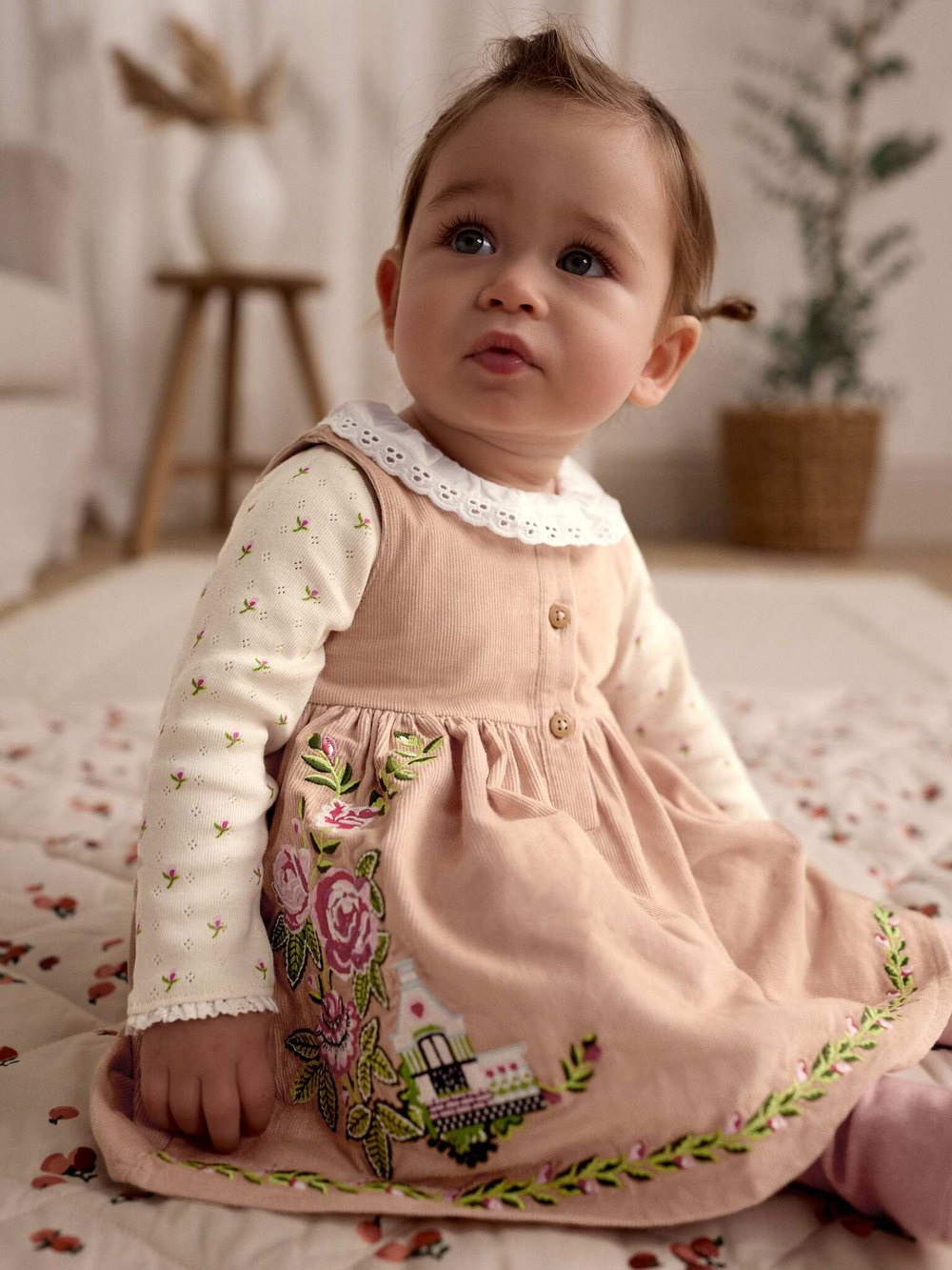 Комплект из трех предметов для девочки Next B45-624, Бежевый, Розовый