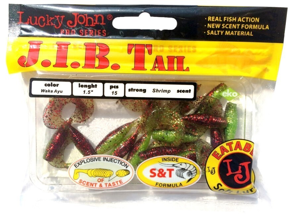 Мягкая приманка Lucky John J.I.B TAIL 1.5in (38 мм), цвет T44, 15 шт.