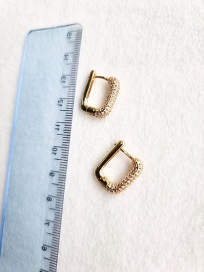 0542-з Швензы-бублики овальные с цирконами позолота, пара