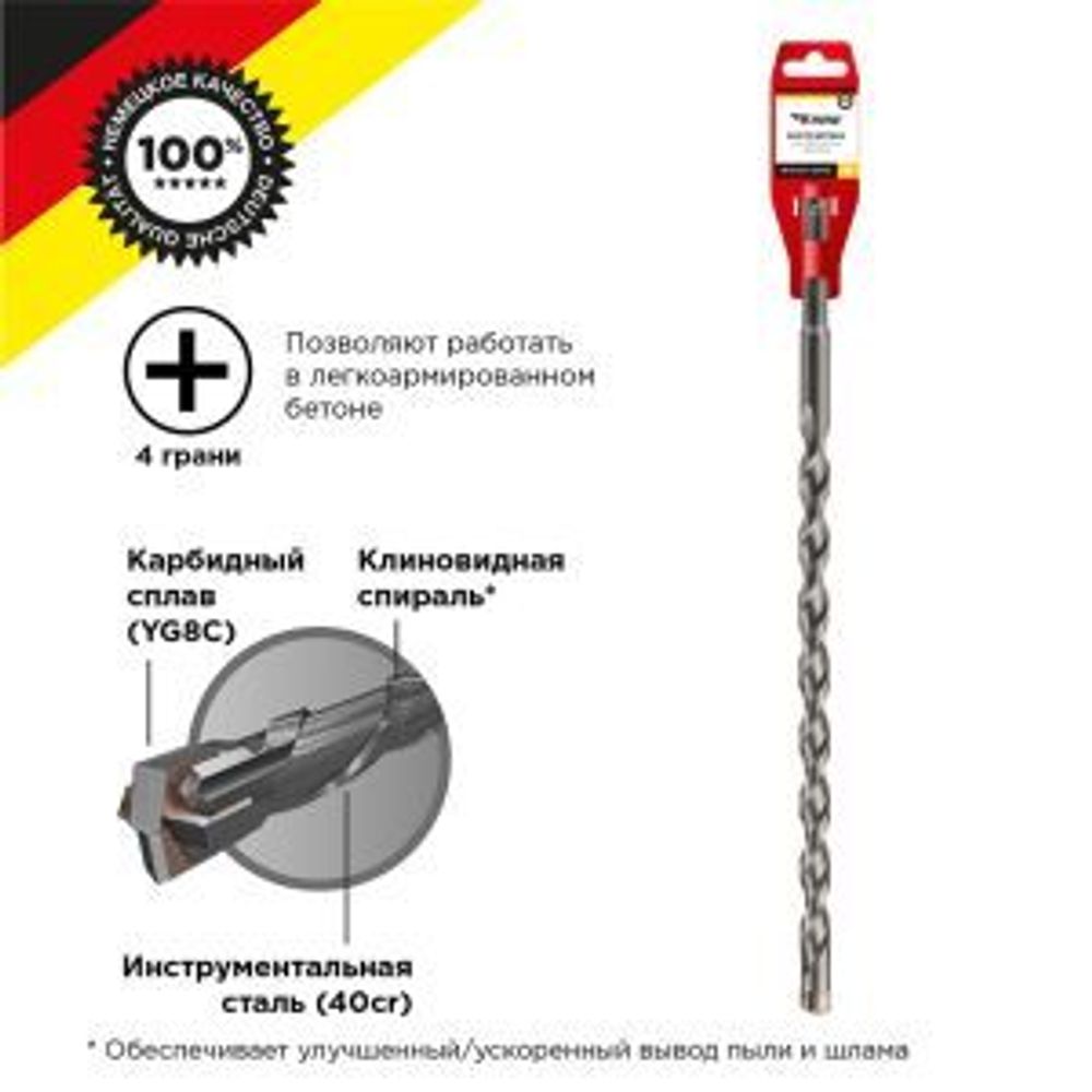 Союз-Восток | Бур по бетону 12x310x250мм, крестовая пластина, SDS PLUS  KRANZ - купить оптом по выгодной цене | Союз-Восток