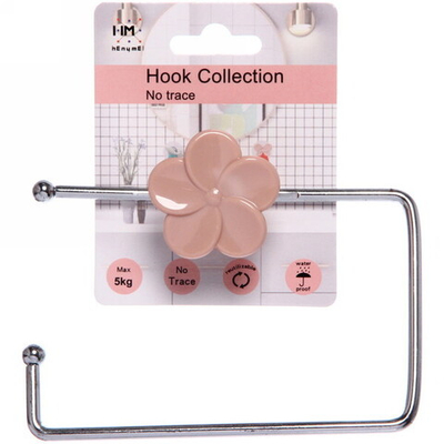 Держатель для туалетной бумаги с липким слоем Цветок розовый MH8043