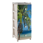 Комод "Элластик" 4 ящика с рисунком на фасаде "Пальма", ножки на колесиках
