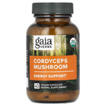 Gaia Herbs, Гриб кордицепс, 40 веганских капсул