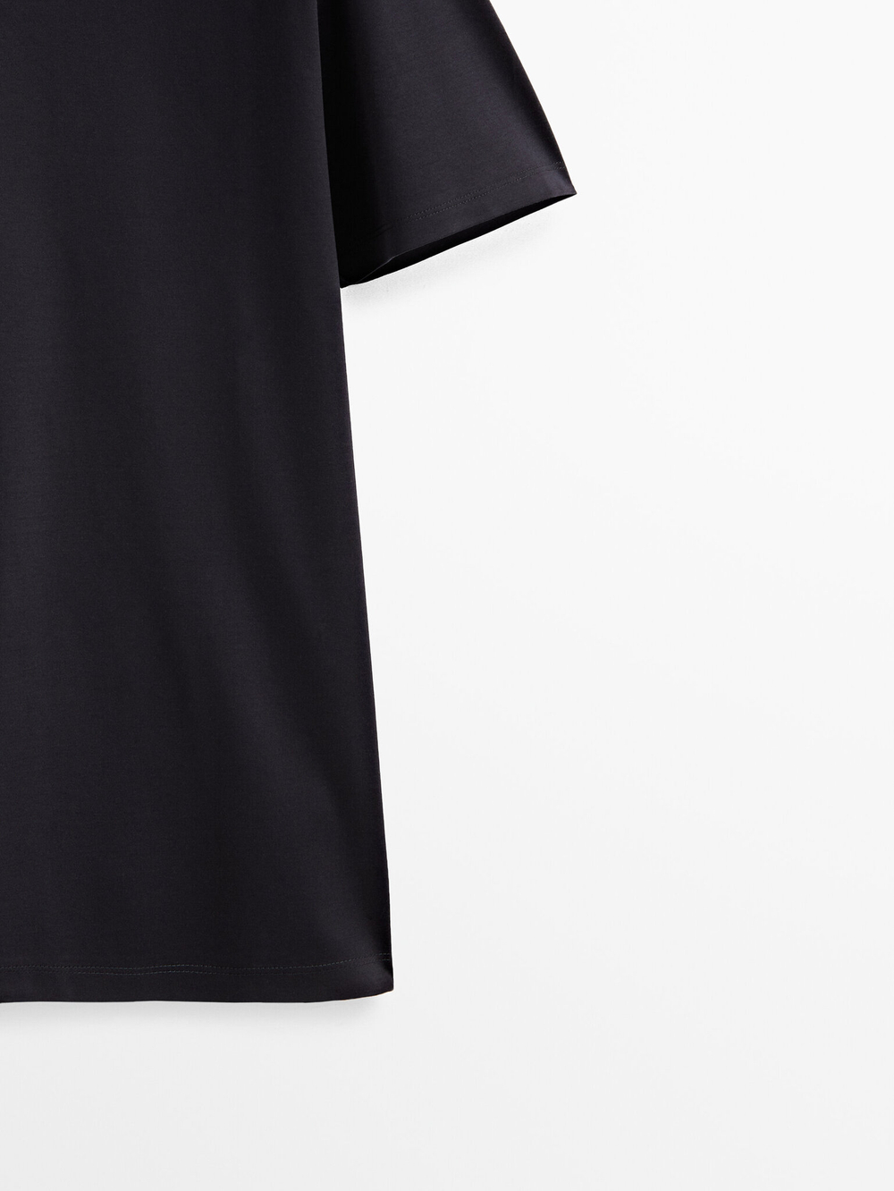 MASSIMO DUTTI Футболка из рельефного хлопка, ЧЕРНЫЙ