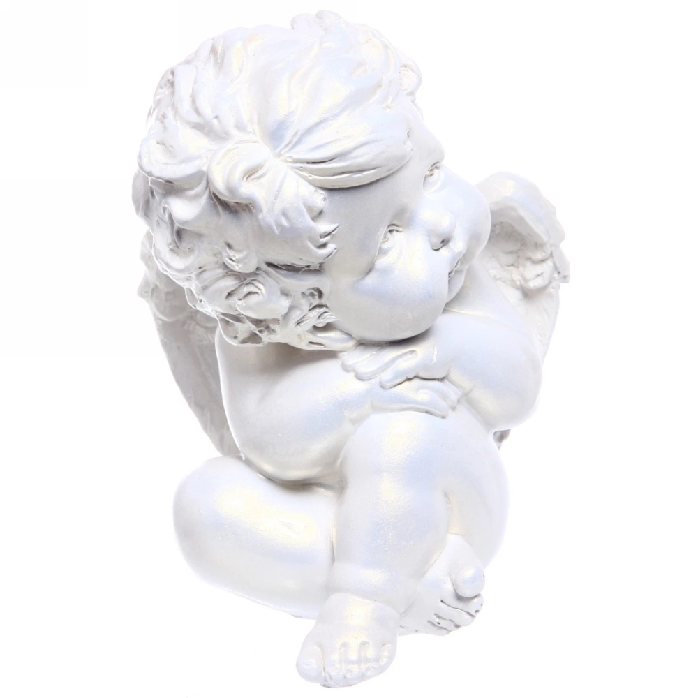 Статуэтка из гипса «Ангел задумчивый» 16см перламутр