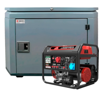 Генератор бензиновый SUNREKA G10000TFEAX с кожухом Geon 1200 RAL 7024