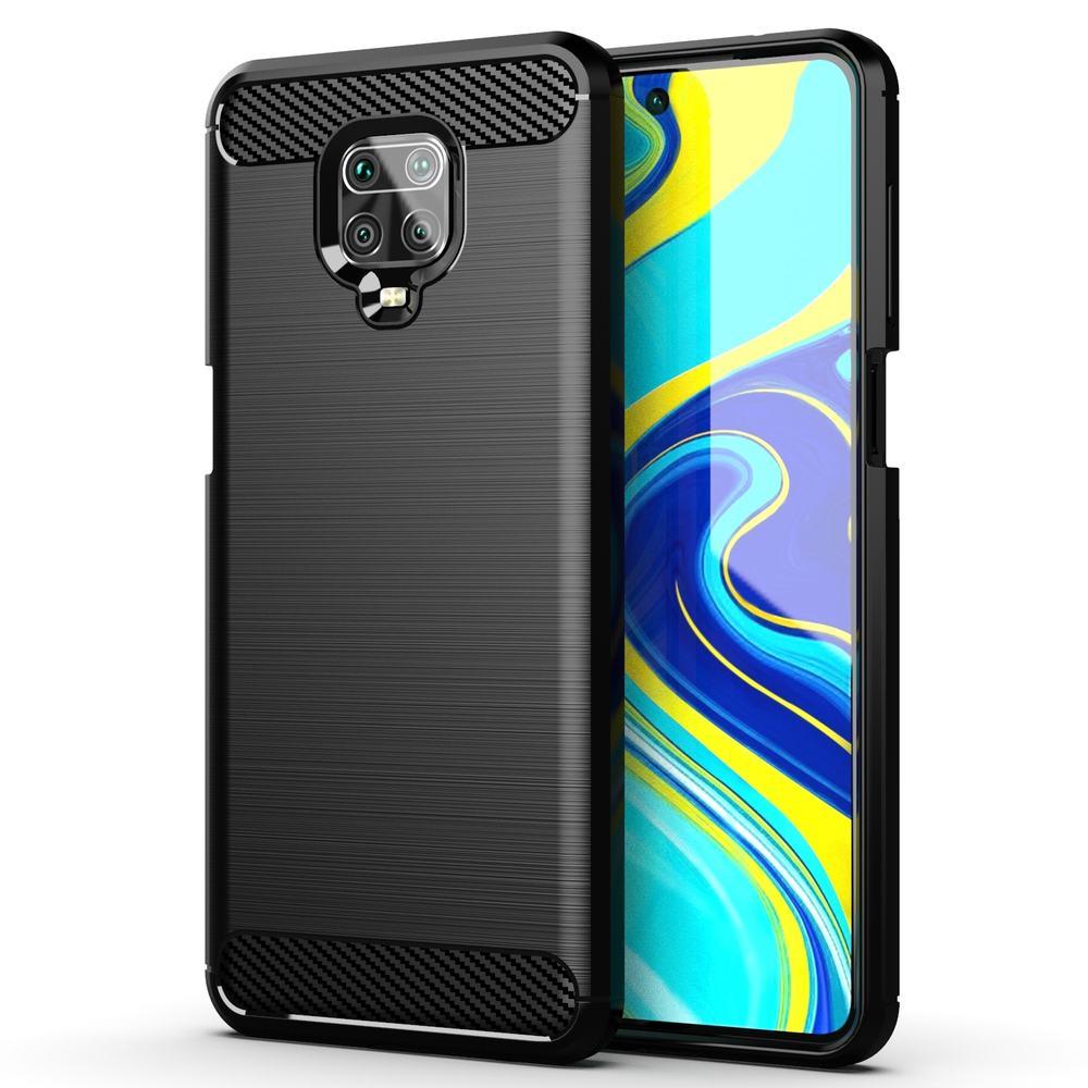 Мягкий защитный чехол для Xiaomi Redmi Note 9s и 9 Pro черного цвета, серия Carbon от Caseport