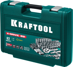 KRAFTOOL X-Drive 82, 82 предм., (1/2″+1/4″), универсальный набор инструмента (27887-H82)