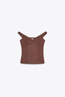 ZARA ТОП С ОТКРЫТЫМИ ПЛЕЧАМИ, ТЕМНО-БОРДОВЫЙ
