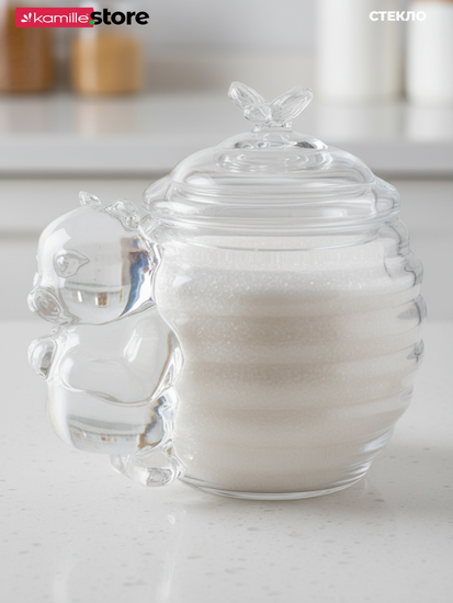 Баночка для меда 240 мл. с крышкой и декором "Мишка"