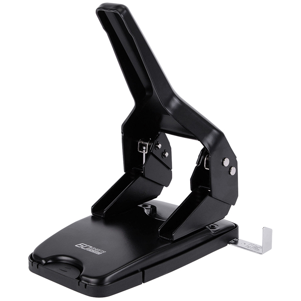 Дырокол DELI "0160", до 60 листов, металлический корпус, черный