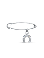 Серебряная булавка с подвеской Подкова