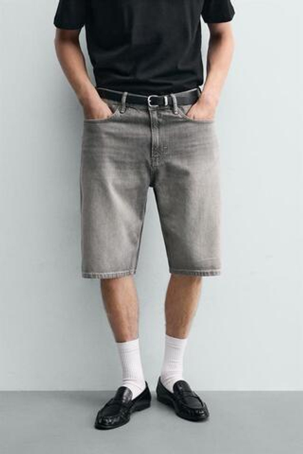 ZARA ДЖИНСОВЫЕ ШОРТЫ LOOSE FIT, СЕРЫЙ