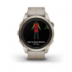 Умные часы Garmin FENIX 7S PRO Sapphire Solar 42 мм золотистый корпус с кожаным ремешком цвета известняка