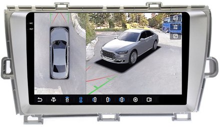 Магнитола для Toyota Prius 30 2009-2015 (правый руль) - FarCar BX9-360-9539F1 монитор 9.5" 2K QLED на Android 13, 6Гб+128Гб, CarPlay, 4G SIM-слот, 4 камеры в комплекте