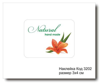 Наклейка код 3202 размер 3х4 см "Natural" - комплект 5 шт