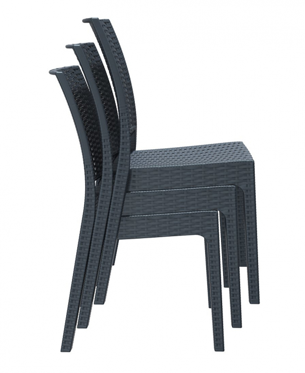 Стул пластиковый плетеный Siesta Contract Florida, антрацит