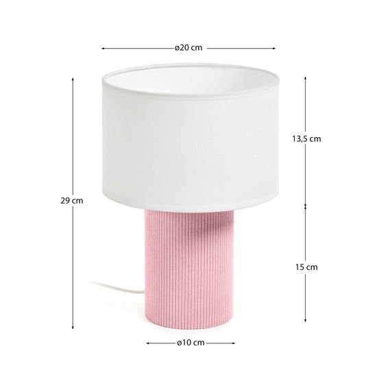 Настольная лампа Bianella из хлопка и розового вельвета