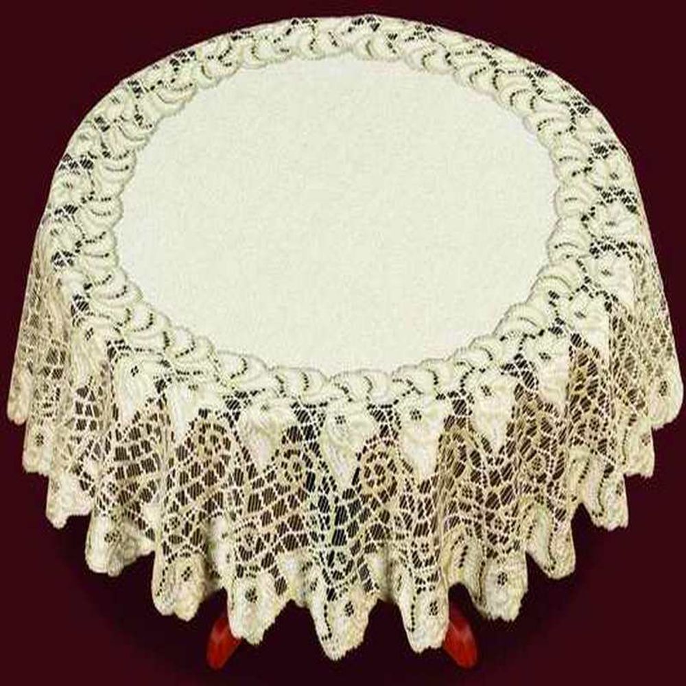 Скатерть жаккардовая круглая, цвет кремово-золотистый, Польша. Скатерть жаккардовая круглая, цвет кремово-золотистый, Польша.