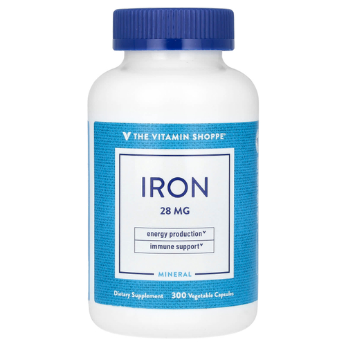 The Vitamin Shoppe, железо, 28 мг, 300 растительных капсул