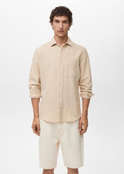 Льняная рубашка с карманом