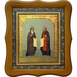 Антоний и Феодосий Печерские Преподобные. Икона на холсте.