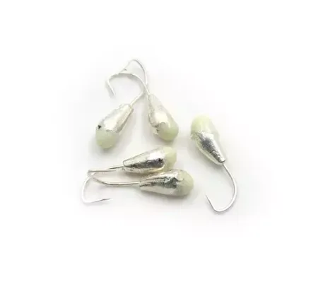 Мормышка "ЯМАН" шар с отв.,цв.SILVER PLATED, с фосф. пяткой, d 4, вес 0,4 г