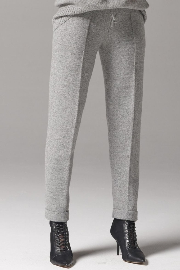 БРЮКИ С КАШЕМИРОМ СВЕТЛО-СЕРЫЕ