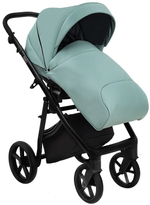 Детская коляска Roan Esso Кожа 3 в 1 с автокреслом Tutis Elo Lux EduSky Black ESSK/214/1 Misti Mint/Grey/руч.Черный