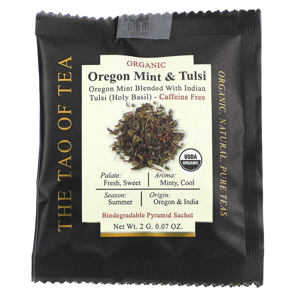 The Tao of Tea, Органическая орегонская мята и чай тулси, без кофеина, 15 пакетиков-пирамидок, 30 г (1,05 унции)