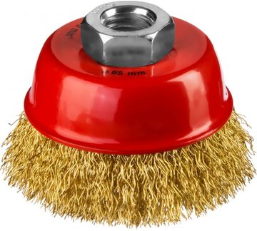 Щетка MIRAX чашечная для УШМ, витая стальная латунирован.0,3мм д60 мм 35142-060