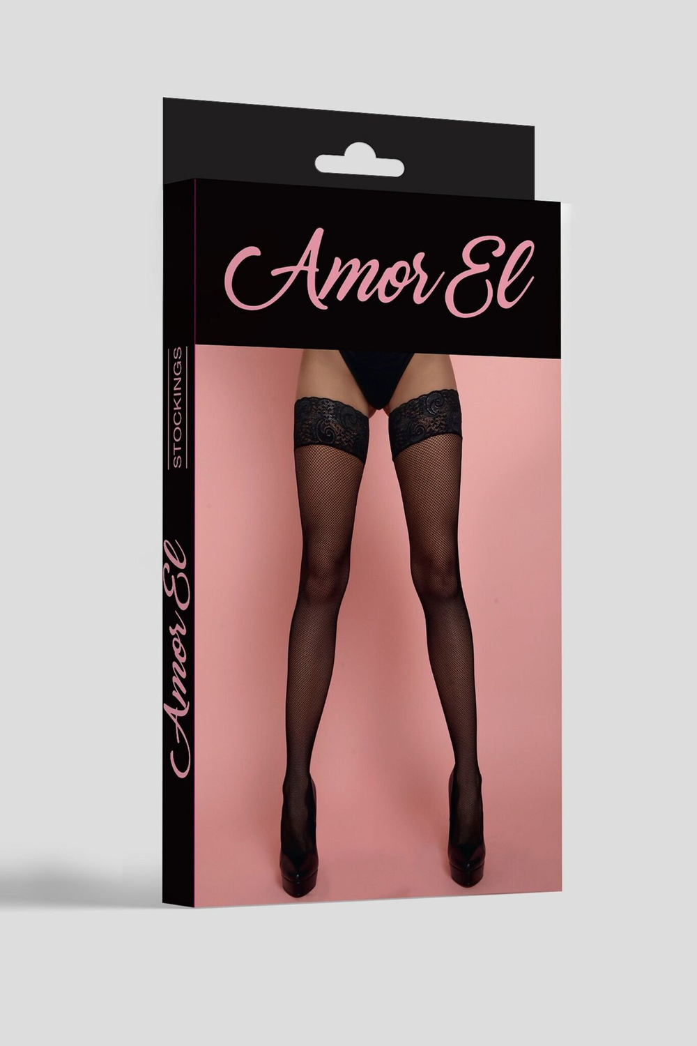 Пикантные чулочки в мелкую сетку с рисунком сзади (Размер: S-M-L) (Цвет: черный)