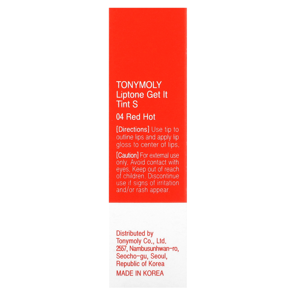 Tony Moly, LIPTONE Get It Tint S, 04 Red Hot`` 3 г