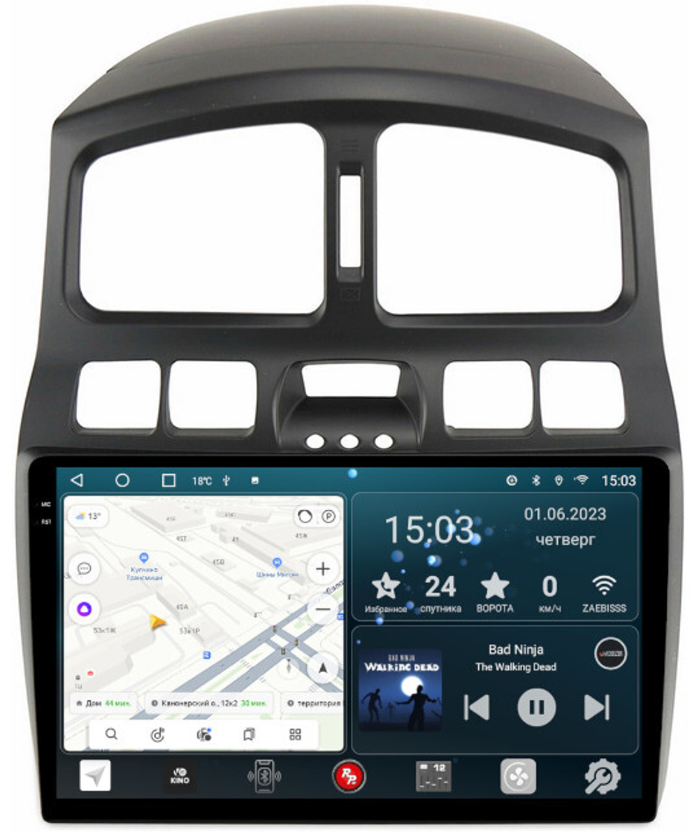 Магнитола для Hyundai Santa Fe 2000-2013 - RedPower 110 Android 10, QLED+2K, ТОП процессор, 6Гб+128Гб, CarPlay, SIM-слот