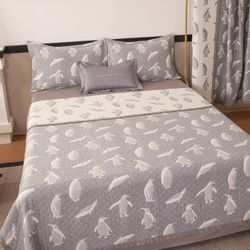 Комплект постельного белья с покрывалом Сатин Вуаль Авроры «Арктический сон»