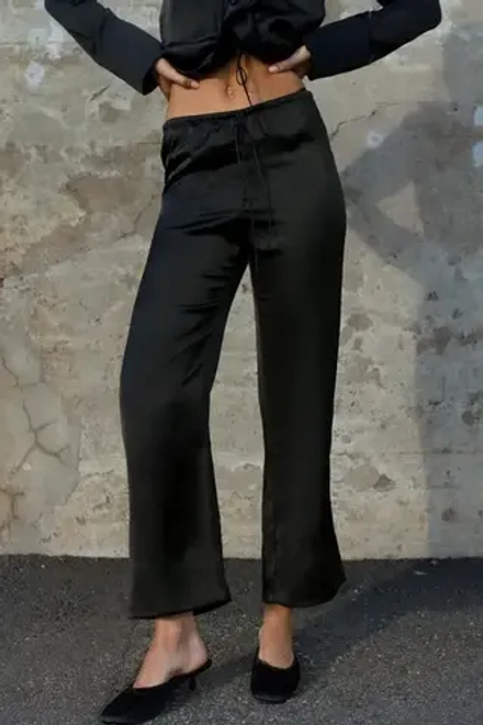 ZARA БРЮКИ В ПИЖАМНОМ СТИЛЕ, ЧЕРНЫЙ