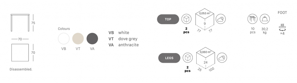 Стол обеденный металлический Scab Design Summer, антрацит