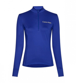 Женская футболка теннисная (dł. Рукава) Calvin Klein WO 1/4 Zip LS Top - clematis blue
