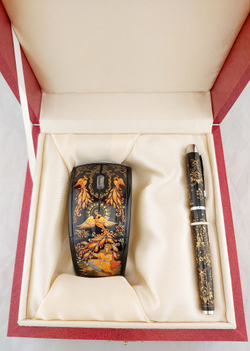 Набор мышь компьютерная "Жар-птица" и ручка-роллер с росписью Палех