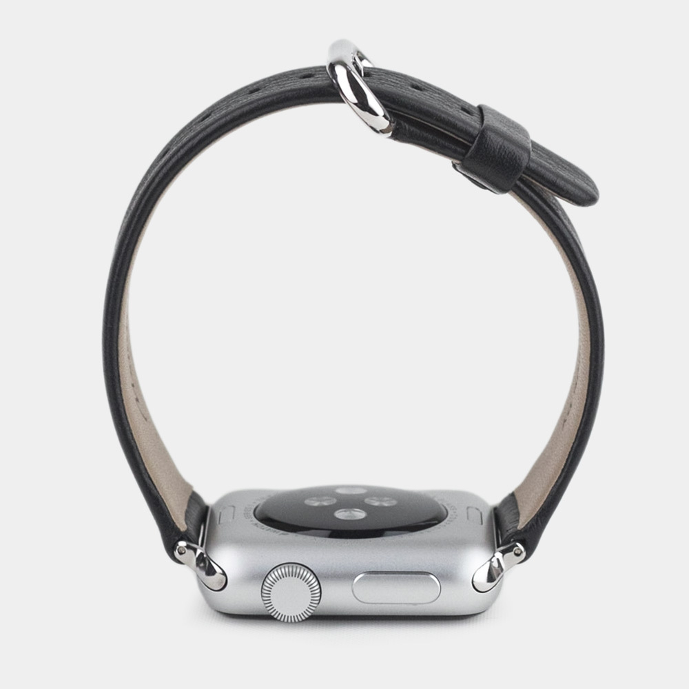 Ремешок для Apple Watch 44/45/46 mm из кожи теленка, черного цвета