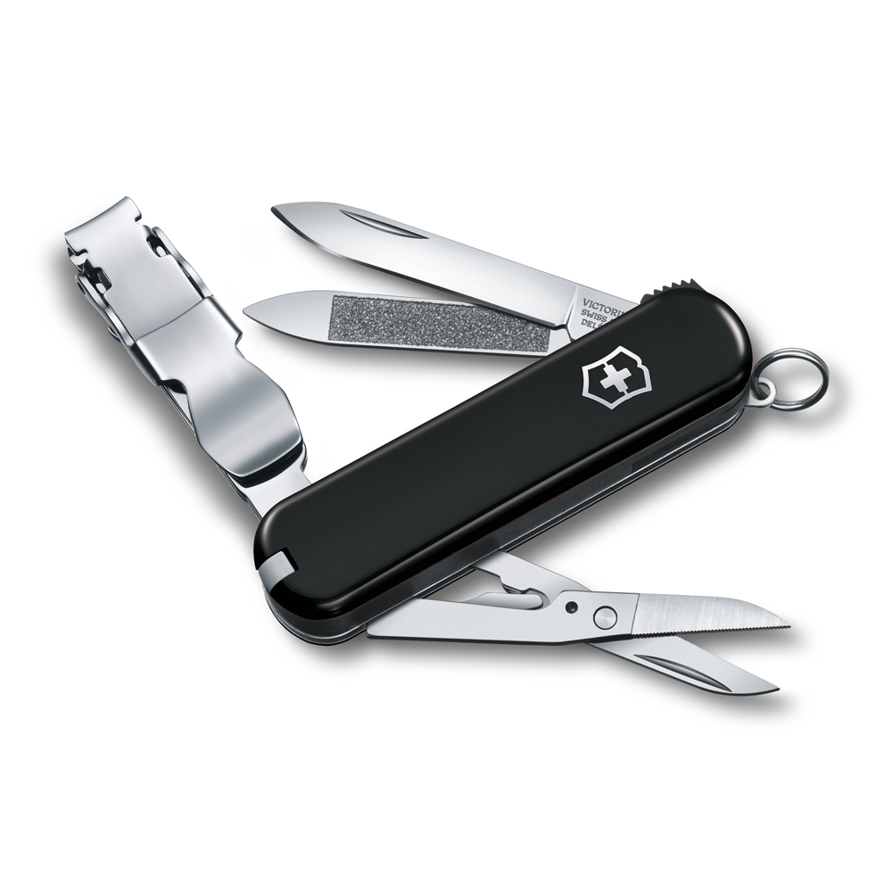 Швейцарский нож-брелок 65 мм чёрный для ногтей с книпсером VICTORINOX NailClip 580 0.6463.3 в коробке