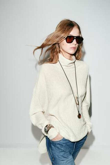 ZARA ВЯЗАНЫЙ СВИТЕР-НАКИДКА, ЭКРЮ