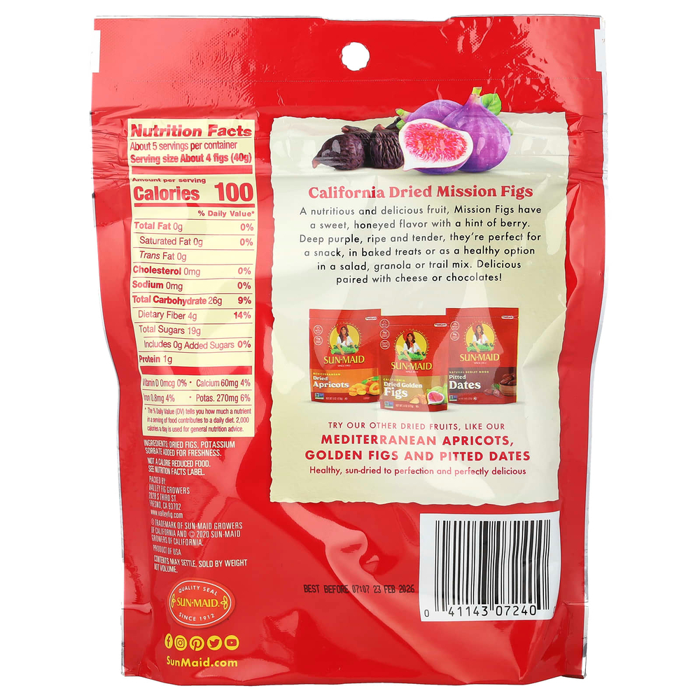 Sun-Maid, калифорнийский сушеный инжир, 198 г (7 унций)