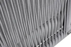 "Канны" угловой модуль плетеный из роупа, каркас алюминий белый шагрень, роуп светло-серый круглый, ткань светло-серая