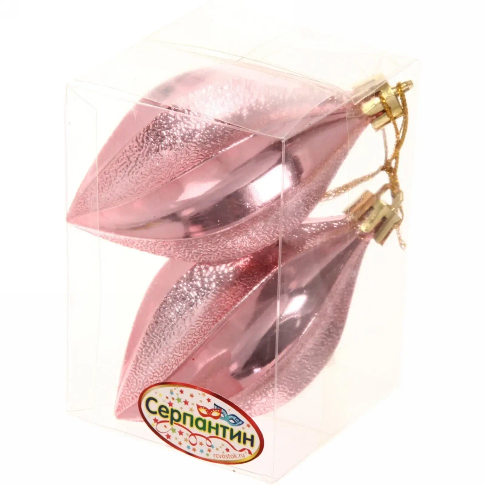 Ёлочные игрушки «Таинственное очарование» Капля 8 см (набор 2шт), розовое золото