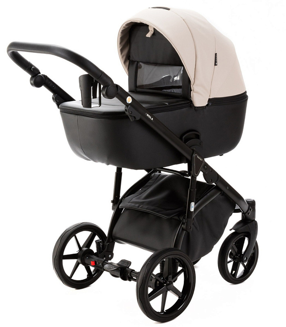 Детская коляска Adamex Nola Deluxe 2 в 1 N-SD110 (СВ.БЕЖ.КОЖА + ЧЕРН.КОЖА)